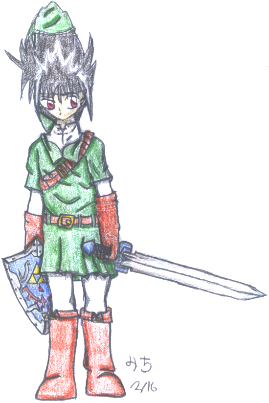 *falls over cracking up* It's Hiei in Link's outfit! How funny is that?!