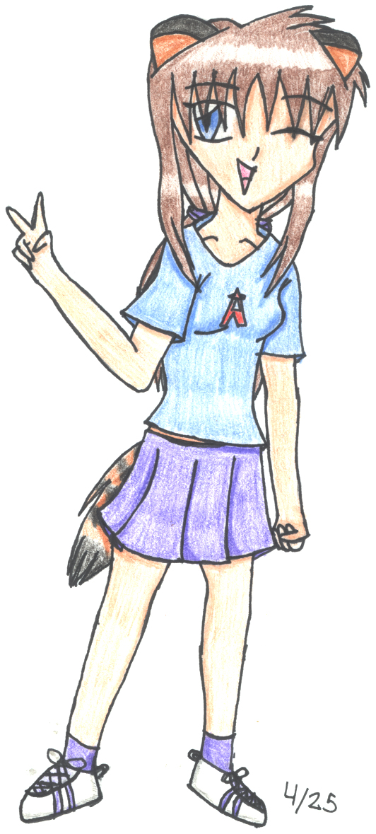 Yay! A colored picture of Michi!! *shakes head* A die-hard Angels fan. Notice her shirt if you click on the larger version ofthe picture.