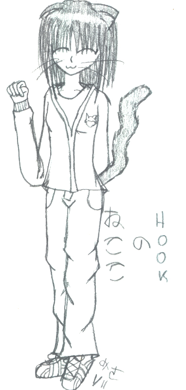 This is Nekoko of HOOK, our own kitty! she's the tallest member of HOOK. She was drawn by our webmistress, Michi. ^^